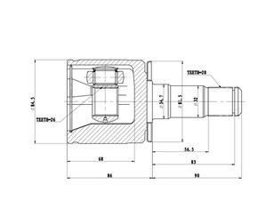 ШРУС внутренний передний для Mitsubishi L400 1994-2006 новый