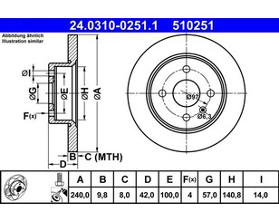 Диск тормозной задний для Opel Astra G 1998-2005 новый