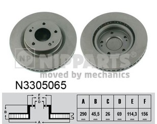 Диск тормозной передний вентилируемый для Mitsubishi Grandis (NA#) 2004-2010 новый