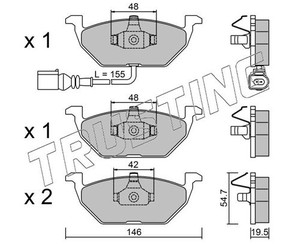 Колодки тормозные передние к-кт для Audi A3 (8L1) 1996-2003 новый