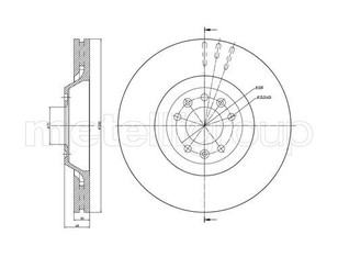 Диск тормозной передний вентилируемый для Citroen C6 2006-2012 новый