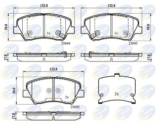 Колодки тормозные передние к-кт для Kia Carens 2013-2019 новый