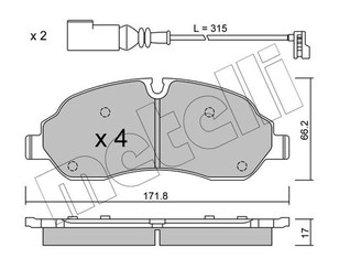 Колодки тормозные передние к-кт для Ford Transit/Tourneo Custom 2012> новый