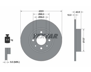 Диск тормозной передний вентилируемый для Volvo 240/260 1974-1993 новый