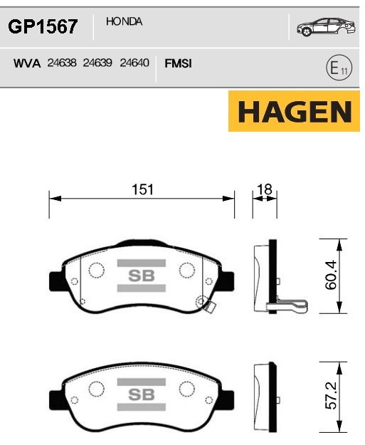 HAGEN Колодки тормозные передние