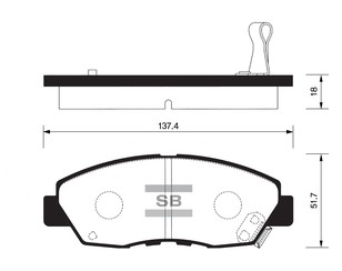 Колодки тормозные передние к-кт для Honda Civic 2001-2005 новый