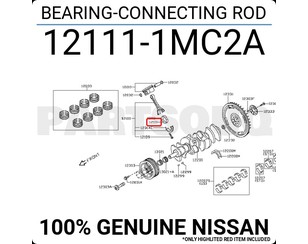 Вкладыши шатунные для Nissan Patrol (Y62) 2010> новый