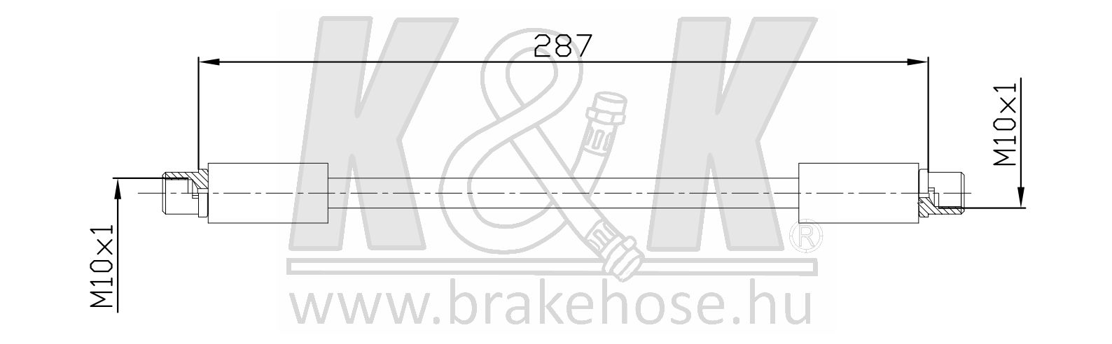 Тормозной шланг передний L=284 mm Audi A6, VW Passat 94>