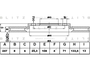 Диск тормозной задний для Citroen ZX 1991-1997 новый
