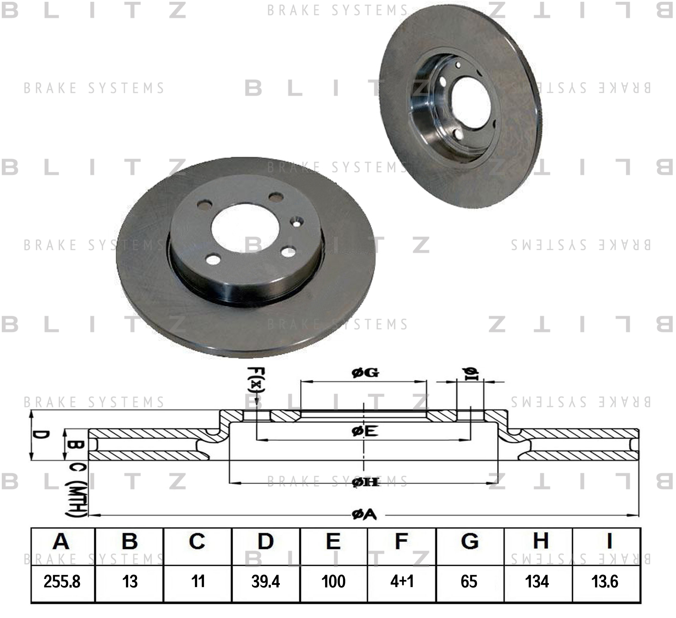 Диск тормозной передний невентилируемый