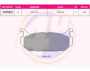 Колодки тормозные задние дисковые к-кт для Mazda MX-6 (GE6) 1991-1997 новый