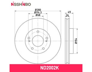 Диск тормозной передний вентилируемый для Nissan Maxima (A32) 1994-2000 новый