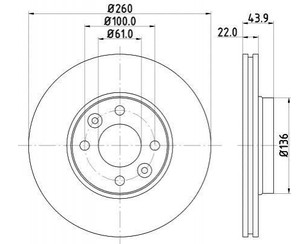 Диск тормозной передний вентилируемый для Nissan Note (E11) 2006-2013 новый