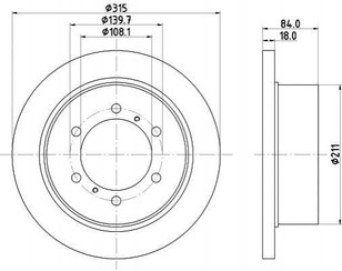 Диск тормозной задний для Mitsubishi Space Gear 1995-2006 новый