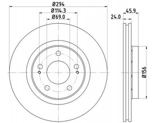 Диск тормозной передний вентилируемый для Citroen C-Crosser 2008-2013 новый