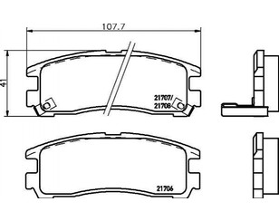 Колодки тормозные задние дисковые к-кт для Mitsubishi Eclipse IV (DK) 2005-2012 новый