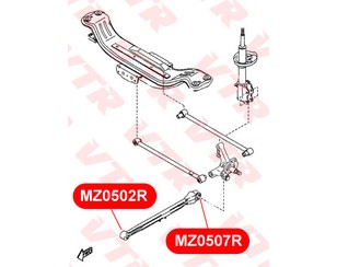 Сайлентблок продольной тяги задний (п.з.к.) для Mazda 626 (GF) 1997-2002 новый