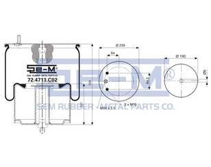 Воздушная подушка (опора пневматическая) для Volvo TRUCK FL7 1985-1998 новый