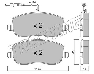 Колодки тормозные передние к-кт для Fiat Ulysse 2002-2011 новый