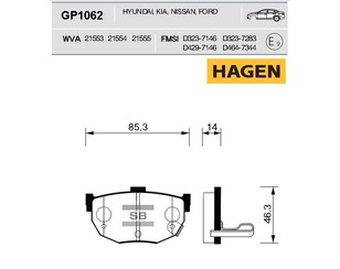 Колодки тормозные задние дисковые к-кт для Hyundai Tiburon 1996-2002 новый