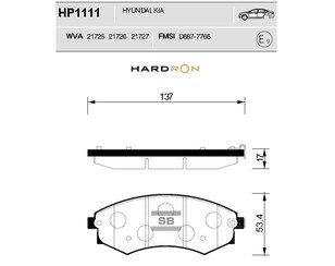 Колодки тормозные передние к-кт для Hyundai Matrix 2001-2010 новый