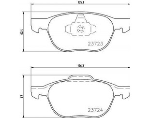 Колодки тормозные передние к-кт для Mazda Mazda 5 (CW) 2010-2016 новый