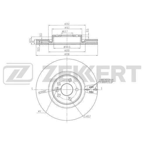 BS-6349 Zekkert Диск тормозной передний вентилируемый от производителя ...
