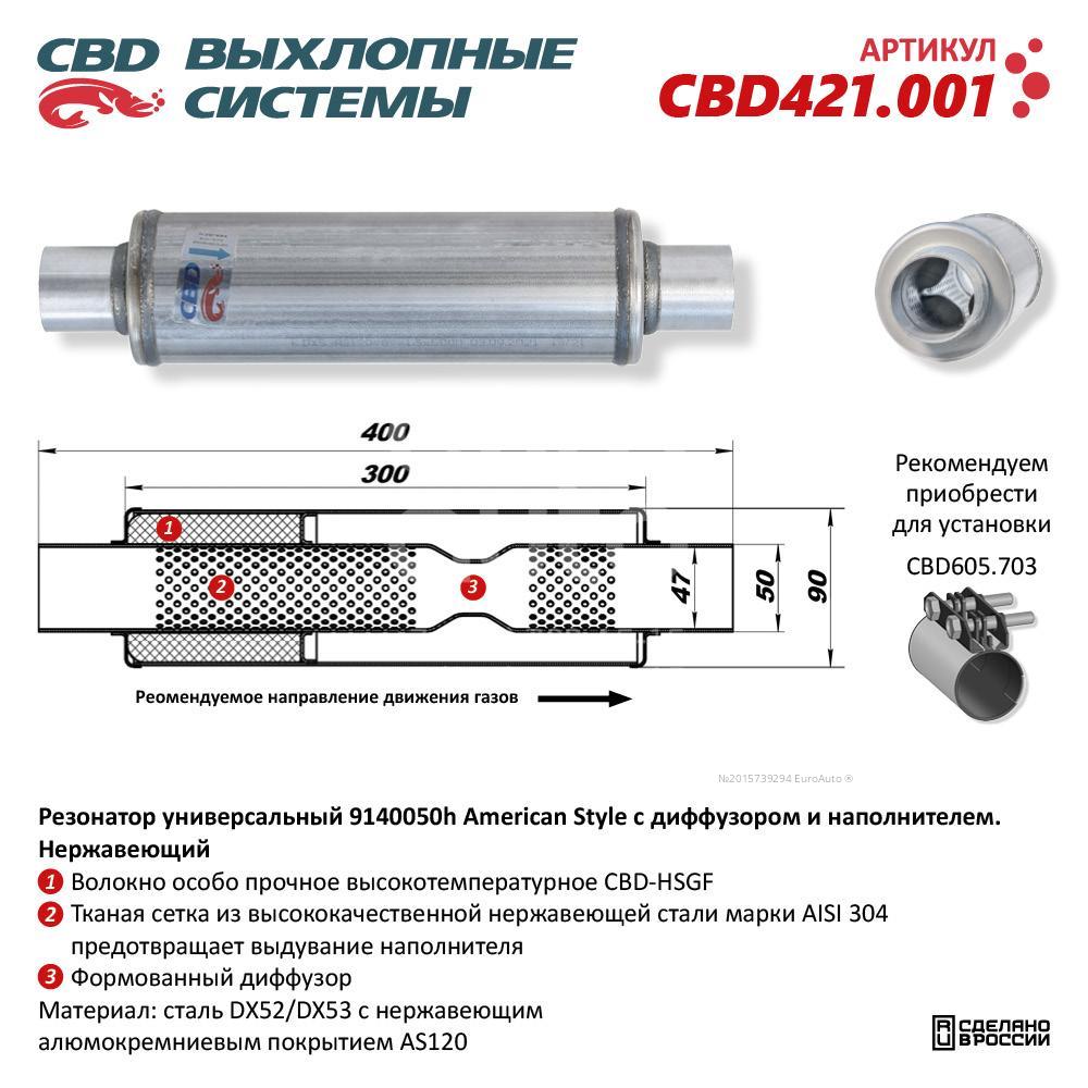 CBD421.001 CBD Резонатор глушителя универсальный от производителя по спец  цене купить в Ростове-на-Дону