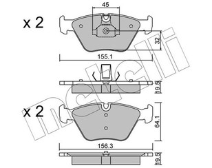 Колодки тормозные передние к-кт для BMW X3 E83 2004-2010 новый