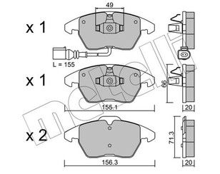 Колодки тормозные передние к-кт для Audi A3 [8P1] 2003-2013 новый