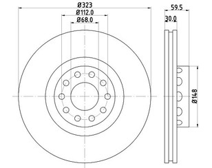 Диск тормозной передний вентилируемый для Audi A8 [4D] 1994-1998 новый