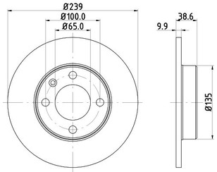 Диск тормозной передний не вентилируемый для VW Polo 1990-1994 новый