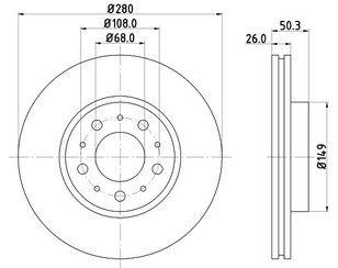 Диск тормозной передний вентилируемый для Volvo 850 1991-1993 новый