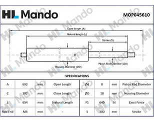 Амортизатор двери багажника для Mercedes Benz VANEO W414 2001-2006 новый