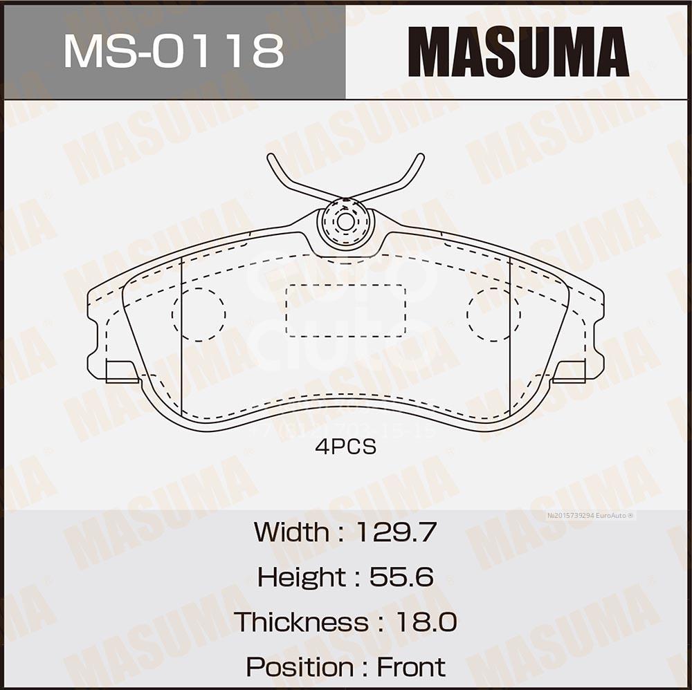 MS-0118 Masuma Колодки тормозные передние к-кт от производителя по спец  цене купить в Ростове-на-Дону