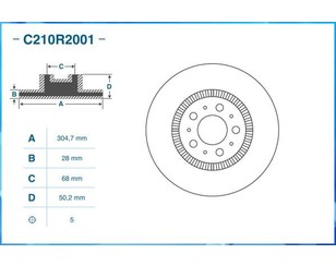 Диск тормозной передний вентилируемый для Volvo S60 2000-2009 новый