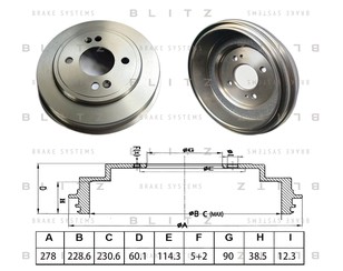 Барабан тормозной для Mitsubishi Outlander (CU) 2001-2008 новый