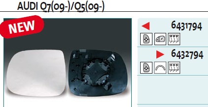 Стекло зеркала электрического правого