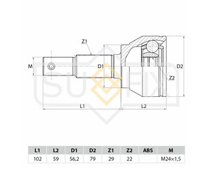 ШРУС наружный передний 22 для Nissan Juke (F15) 2011-2019 новый