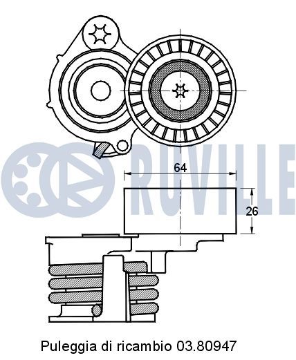 Ролик-натяжитель ручейкового ремня