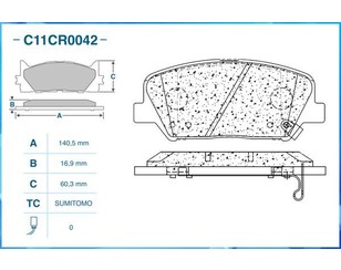 Колодки тормозные передние к-кт для Hyundai Veloster 2011-2017 новый