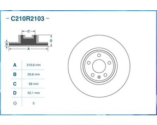 Диск тормозной передний вентилируемый для Audi A5/S5 [8F] Cabrio 2010-2016 новый