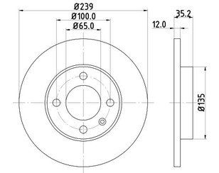 Диск тормозной передний не вентилируемый для VW Scirocco 1983-1991 новый