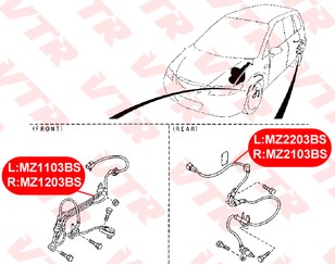 Датчик ABS задний правый для Mazda Premacy (CP) 1999-2004 новый
