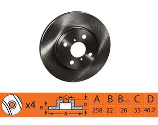 Диск тормозной передний вентилируемый для Toyota Yaris 2005-2011 новый