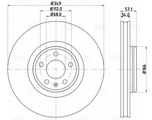 Диск тормозной передний вентилируемый для Audi Q7 [4M] 2015> новый