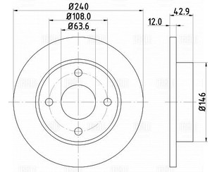 Диск тормозной передний не вентилируемый для Ford KA 1996-2008 новый