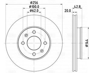 Диск тормозной передний вентилируемый для Kia Picanto 2017> новый