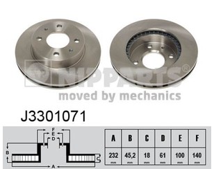 Диск тормозной передний вентилируемый для Nissan Almera N15 1995-2000 новый