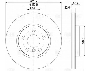 Диск тормозной передний вентилируемый для Mini F56 2014> новый
